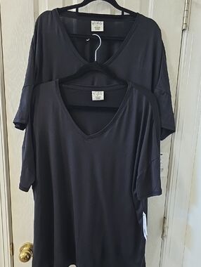 WONDERLY WOMEN'S BLACK SHORT SLEEVES SLEEP TEE-SHIRT BUNDLE OF 2 BOTH SIZE XL